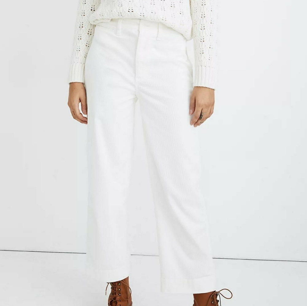 Slim wide-leg corduroy pants